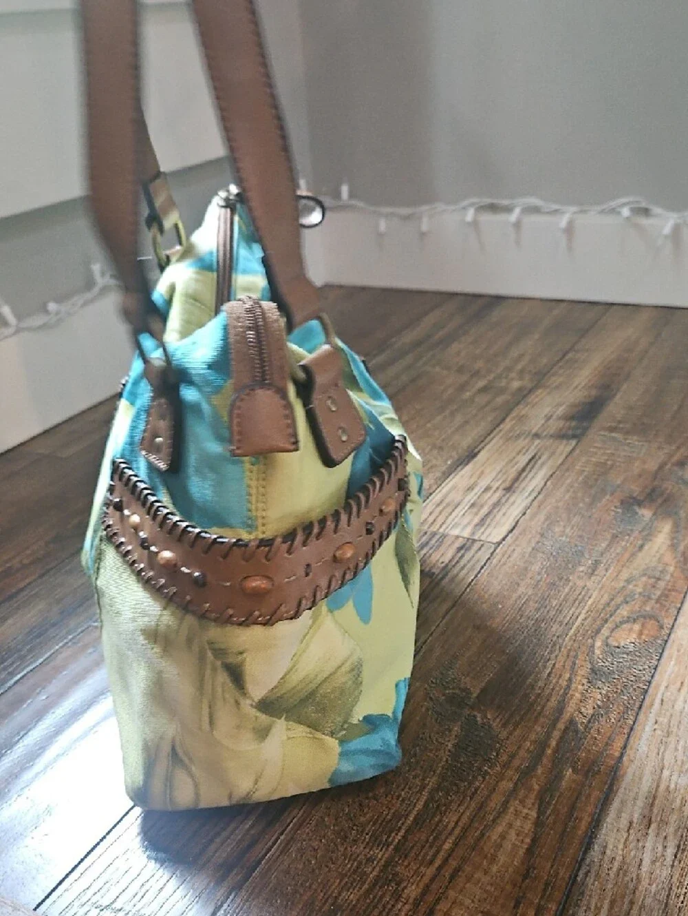 Relic Tropical Shoulder Bag in Blue, Yellow & Brown